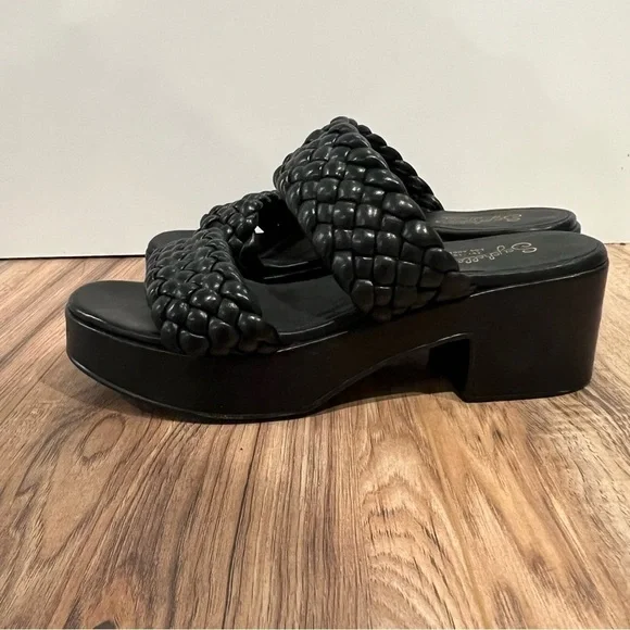 Anthropologie Seychelles Black Braided Platform Heeled Sandals - Picture 8 of 15